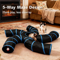 Joytale Cat Tunnel for Multiple Cats - Blue & Black / 5-Way - image 2
