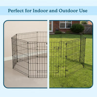 Dog Playpen - Foldable Metal Exercise Puppy Play Pen with 8 24x30in Panels - Indoor/Outdoor Pen - 24" X 24" - image 4