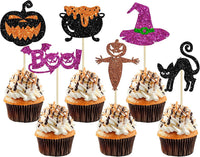 Ephlyn 24 white glitter ghost cupcake toppers for Halloween desserts