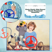 Haconba plastic pirate ship steering wheels for playsets in blue and red with mounting hardware - view 13
