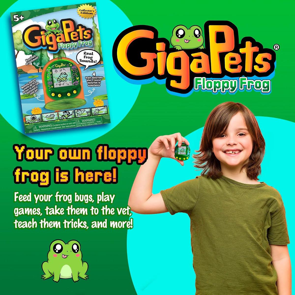 Giga Pets Interactive Digital Pet Toy, Boys & Girls, Ages 6+ - Floppy Frog - image 2