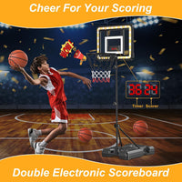 flybakiz kids basketball hoop with electronic scoreboard, timer and adjustable stand - view 7