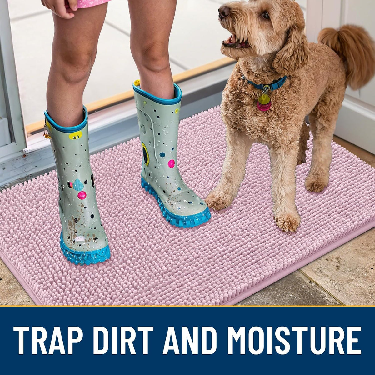Smiry Dog Door Mat for Muddy Paws 30x20 - Classic Solid / Dusty Rose / 54"X24" - image 3