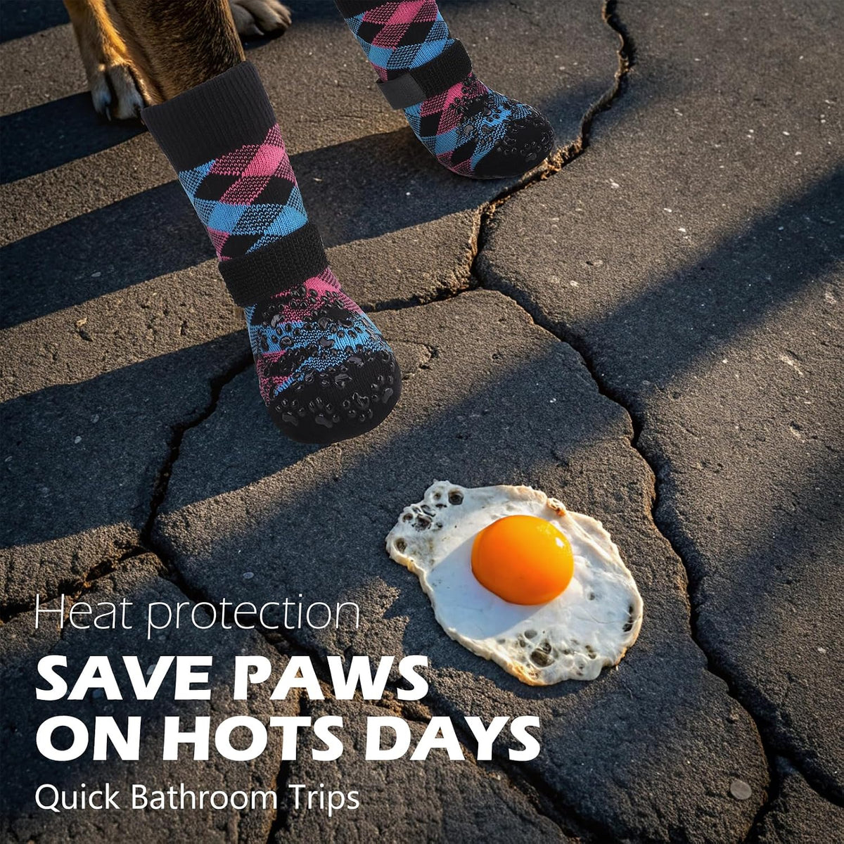 EXPAWLORER Dog Socks for Hot Pavement Summer to Prevent Licking Paws - X-Large / Pink&Blue - image 4