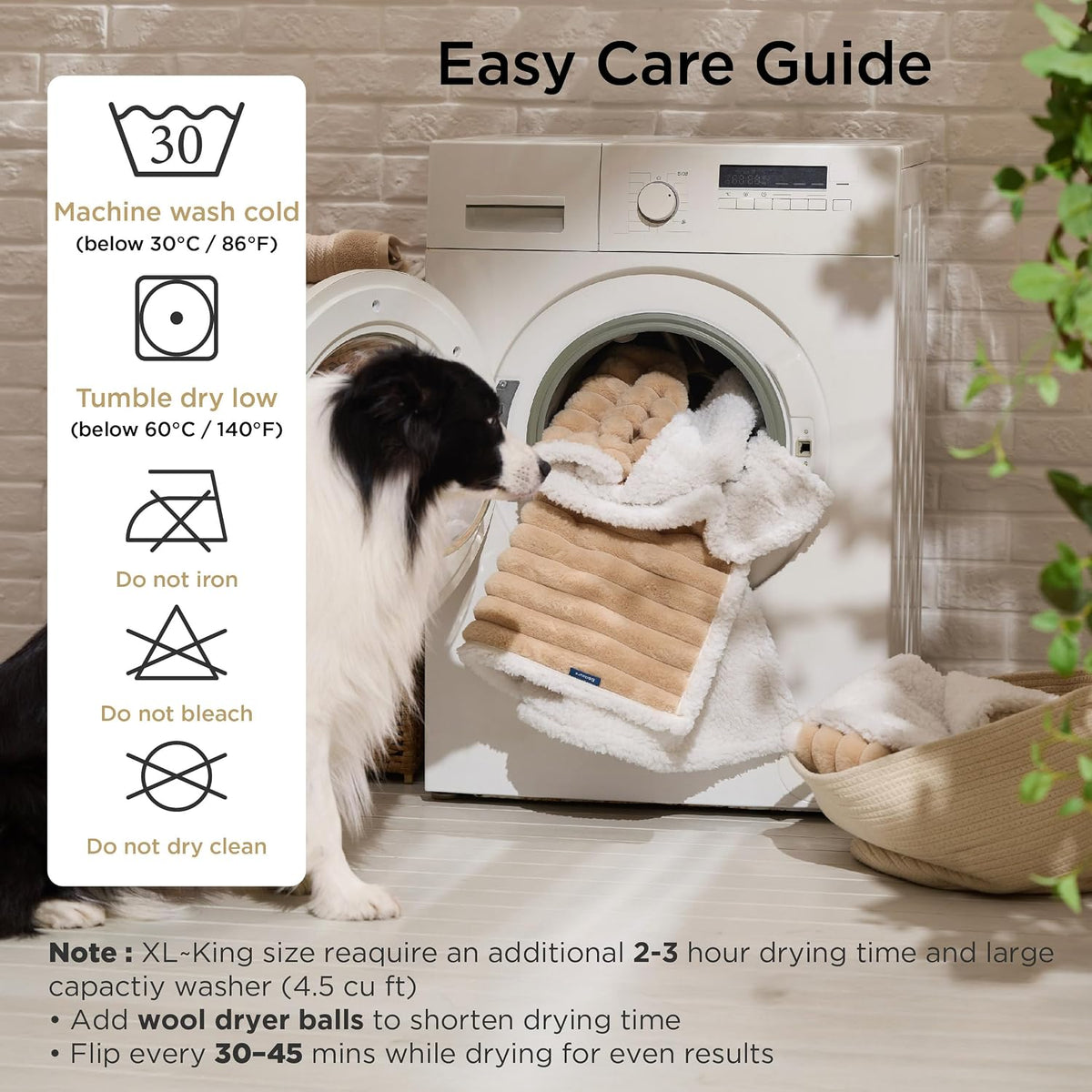 Bedsure ComfyFleece Waterproof Dog Blankets for Large Dogs - L(40x50")-1pc / Sandy Beige - image 3
