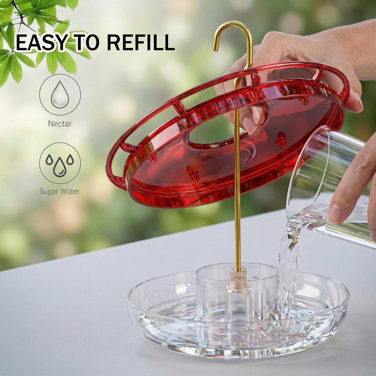 2 Pack 16 oz Saucer Hummingbird Feeders for Outdoors - Clear Ruby / 2-Feeder Set - image 2