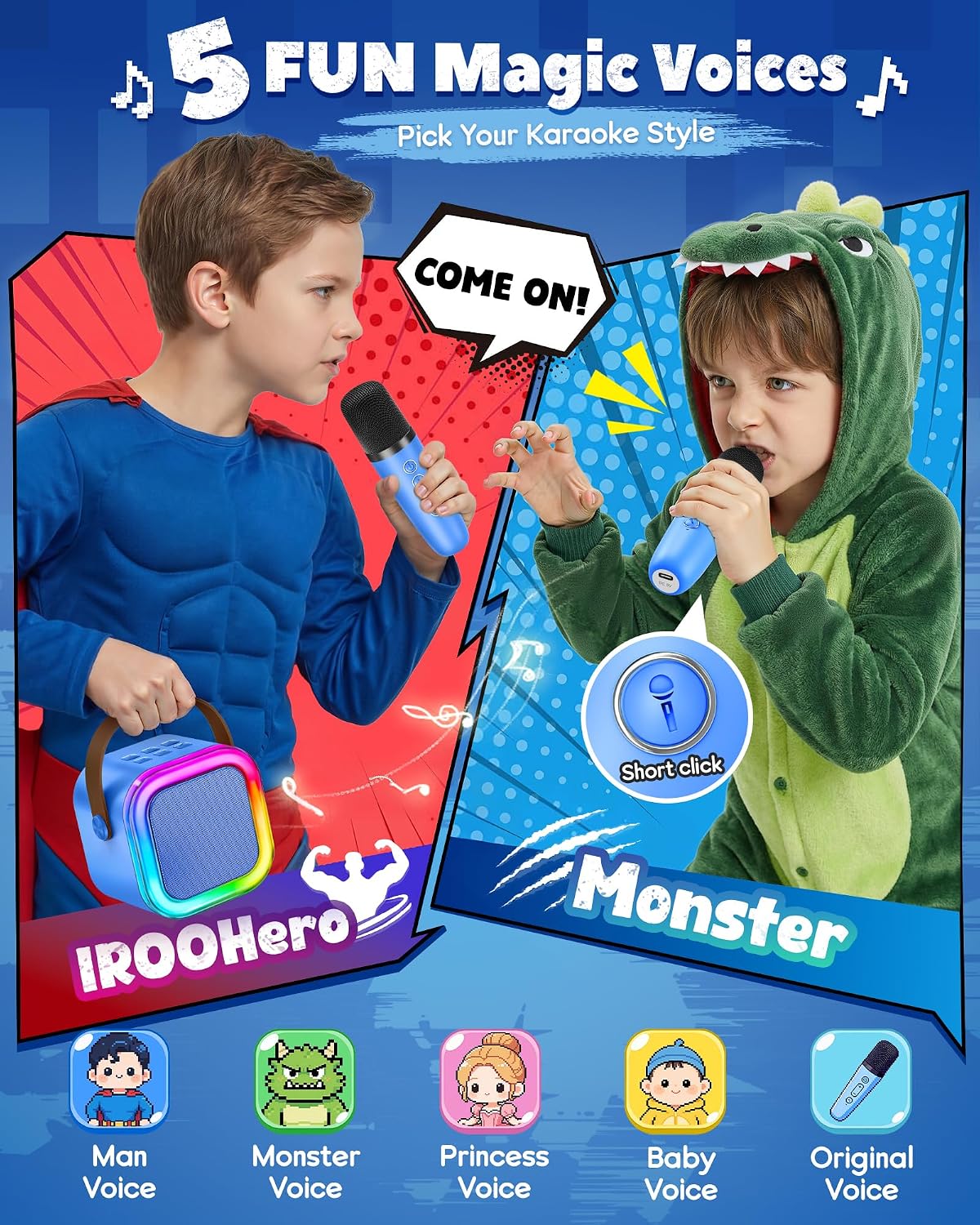 IROO Mini Karaoke Machine for Kids - Navy - image 4