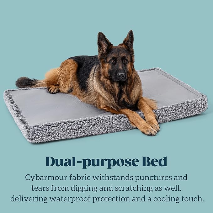 Stoutwool 4" Indestructible Dog Bed - Orthopedic Chew Proof Dog Crate Pad - Fluffy Kennel Mat for Aggressive Chewers - Ideal for Large Breeds & Fits 42-Inch Crate - 41"x27", Charcoal