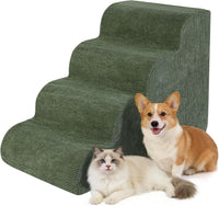 Dog Stairs for Bed & Couch, 18" H 4-Step Pet Ramp for Small Dogs - Green / 4 / Standard 18" Height