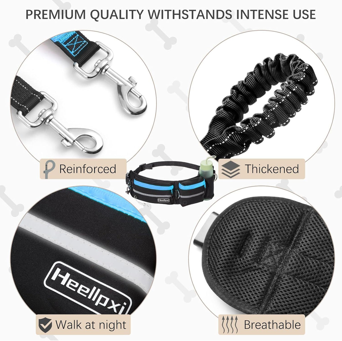 Hands-Free Dog Leash with Pouch - Blue - image 2