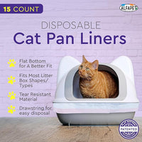 Alfapet Heavy Duty Flat Bottom Cat Litter Box Liners - Extra Giant 15 Count - Tear-Resistant Cat Litter Bags - Kitty Litter Liners for Rectangular Litterbox Pans, 36” x 18” x 2MIL Thick 30 lb Capacity