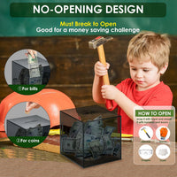 Piggy Bank for Adults Must Break to Open Acrylic Clear Piggy Bank - Gray Cube / 12x12CM - image 4