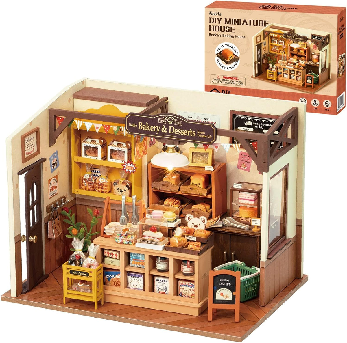 Rolife Baking Kitchen DIY miniature house kit lit with LED light - view 2