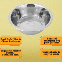 Pet Feeder Stainless Steel Dog Bowls Replacement 8" Diameter 2-Pack – Essentials for Dogs - 2.5 cup (Embossed) / Double Pack - image 3