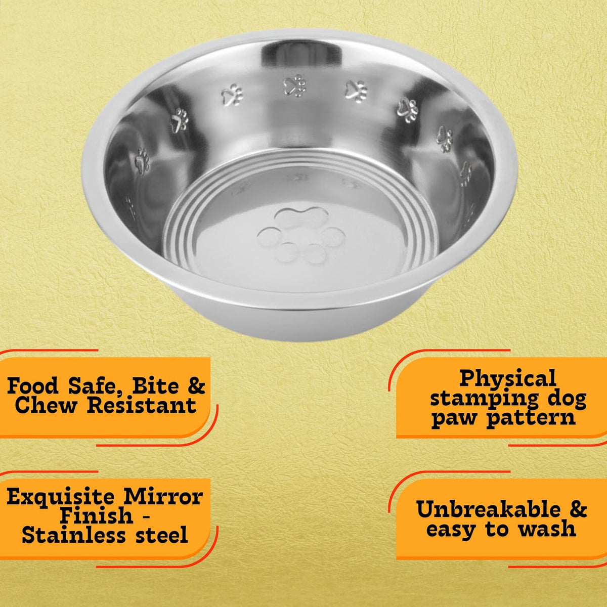 Pet Feeder Stainless Steel Dog Bowls Replacement 8" Diameter 2-Pack – Essentials for Dogs - 2.5 cup (Embossed) / Double Pack - image 3