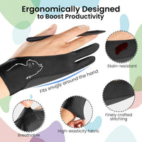 Artist Drawing Glove: 3-Layer Palm Rejection for iPad & Drawing - Midnight Profile(2 Pack) / Small - image 3