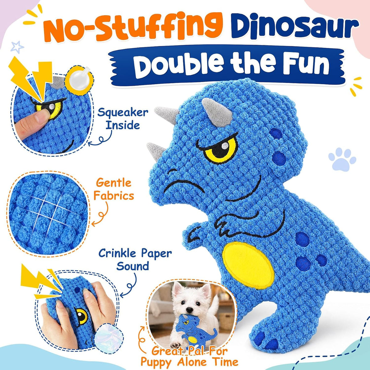 KIPRITII 9 Pack Puppy Toys Set for Small Dogs - 9 Pack (Dinosaur-Shaped) - image 4