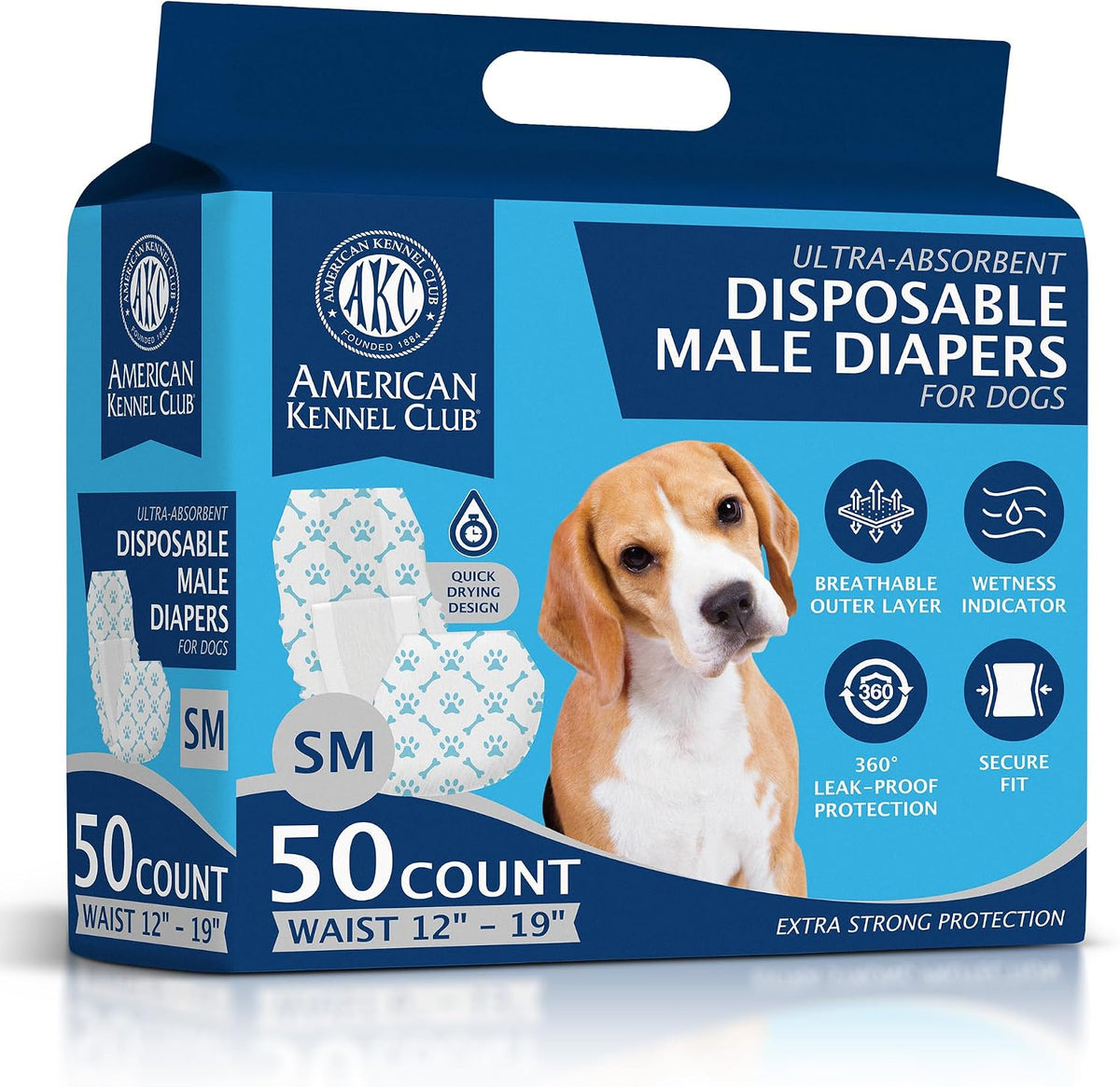 American Kennel Club Male Dog Wrap - Small Waist 12 - 19 in / 50.0