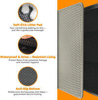 Cat Litter Mat 24"x16", Double Layer EVA litterbox Mat Beige - Beige / Honeycomb-35 x 24 Inches - image 3