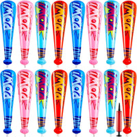 WILLBOND 18 pack 17 inch inflatable baseball bats in red, pink, blue and light blue with pump - view 5