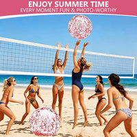 TURNMEON 5 Pack Sequins Beach Balls 16 Inch 24 Inch Pool Party - Red / 2 pcs 24inch+3 pcs 16inch - image 4