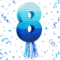 BLUE PANDA Pull String Pinata Number 5, Ombre Blue - Number 8