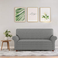 Super Stretch Couch Cover Universal Sofa Covers with Elastic Bottom - Yarn Dyed - Black and White / X-Large (92"-115") - image 2
