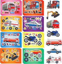 30 Unicorn Make-a-Face Sticker Sheets for Kids – Fun for Kids & Family - Vehicles