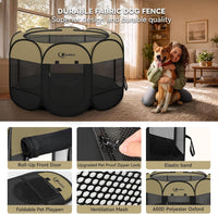 Siedihit Dog Cat Playpen, Puppy Pet Playpen Indoor for Small Dog Crate Tent Cage Outdoor, Portable - Black Khaki / Extra Large - image 4