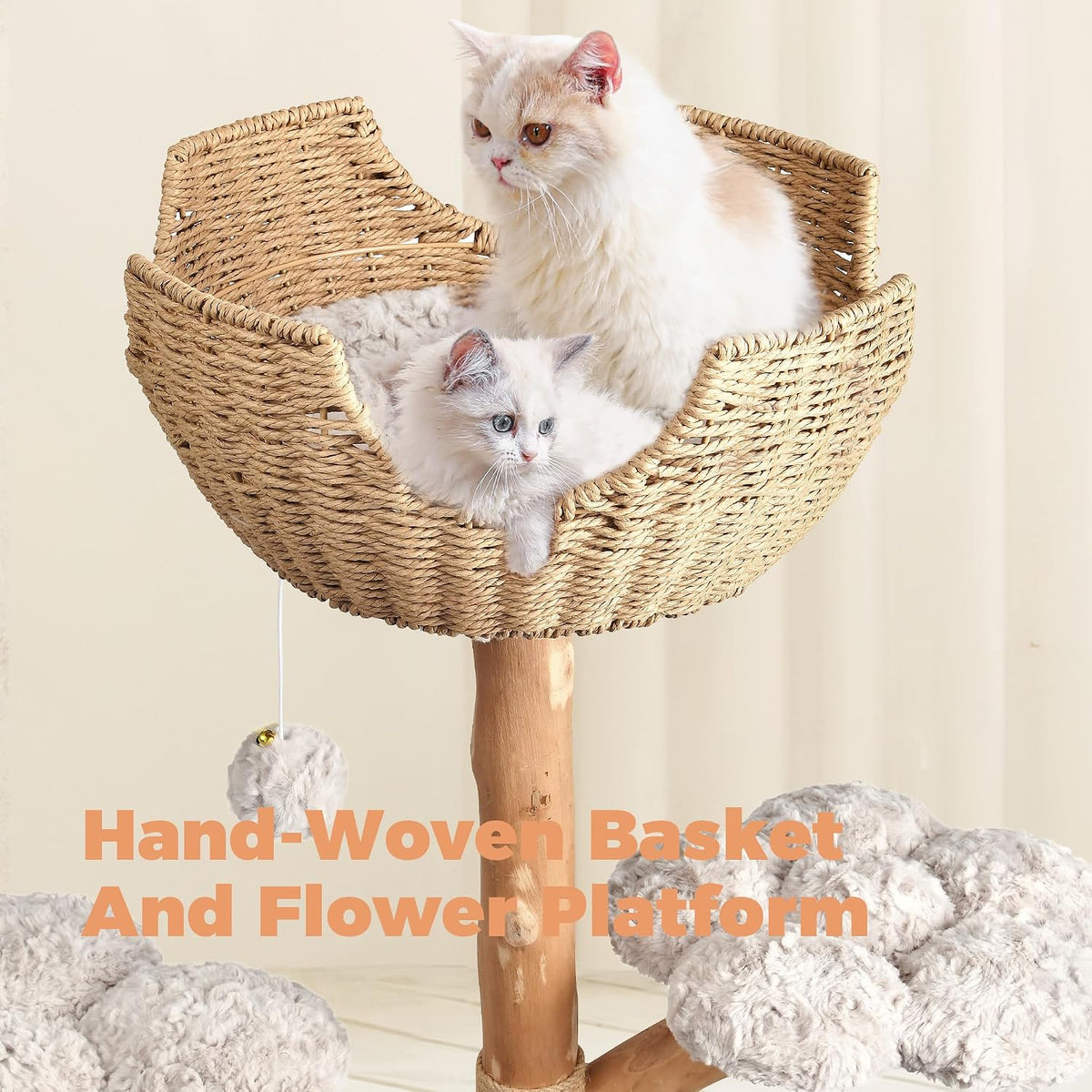 Easyego Modern Cat Tree, 26.3" Aesthetic Wood Cat Tree Tower for Small Cats – Essentials for Cats - Bullet Gray / 43.3'' - image 4