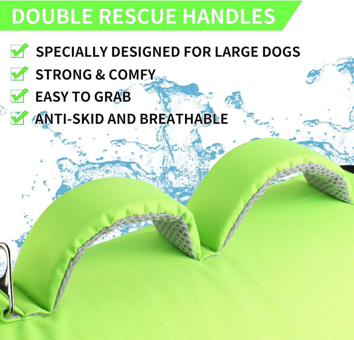 Doglay Dog Life Jacket, Swim Vest for Boating & Swimming - Xl :27.6"-38.6" (Ribcage Girth)- Double Handles / Fluorescent Green+Gray - image 4