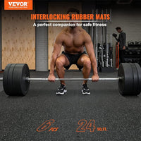 VEVOR 6PCS 0.56 inch Thick Gym Floor Mats, 25" x 25" EVA Foam & Rubber Top Interlocking Workout Floor Mats with 24 sq.ft Coverage, Waterproof Exercise Puzzle Flooring for Gym, Home, Garage, Basement