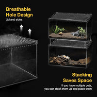 Reptile PC Terrarium,Spider Tank Starter Kit,Leopard Gecko Container,Tarantula Cage,Hermit Crab Habitat,Lizard Enclosure,Insect Housing,Jumping Spider Enclosure,Small Bearded Dragon Vivarium