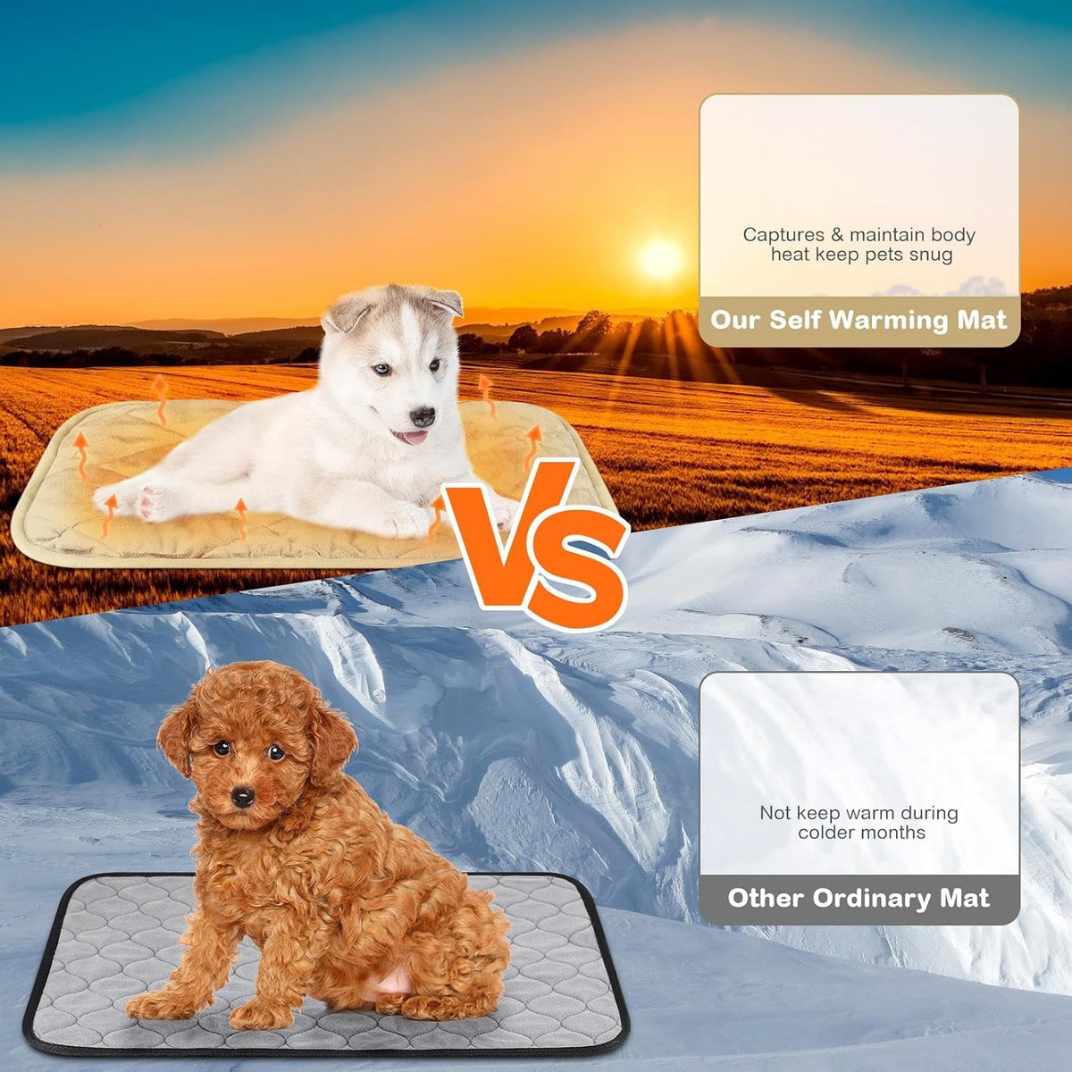 2 Pack Self Warming Cat Bed Thermal Pet Mat - 16 x 20 inches / Beige - image 3