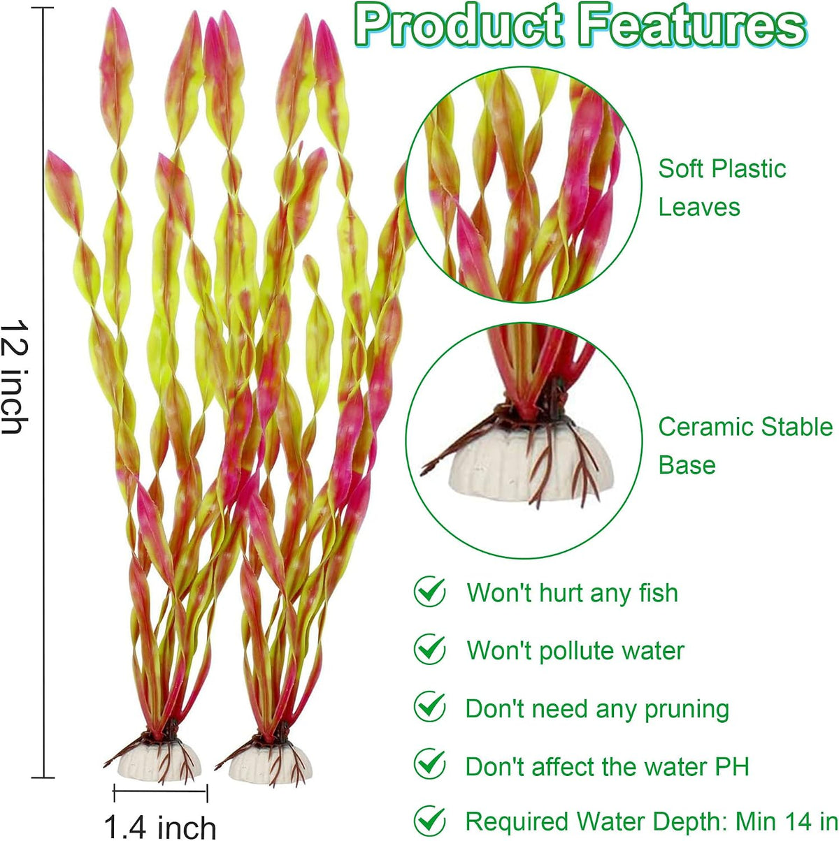 MyLifeUNIT Artificial Seaweed Water Plants for Aquarium - Wine Red - image 4