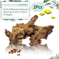 Tfwadmx Natural Driftwood for Aquarium Decor 5-8" Fish Reptile Tank - L: 2 Pack(8 - 12 inches) - image 2