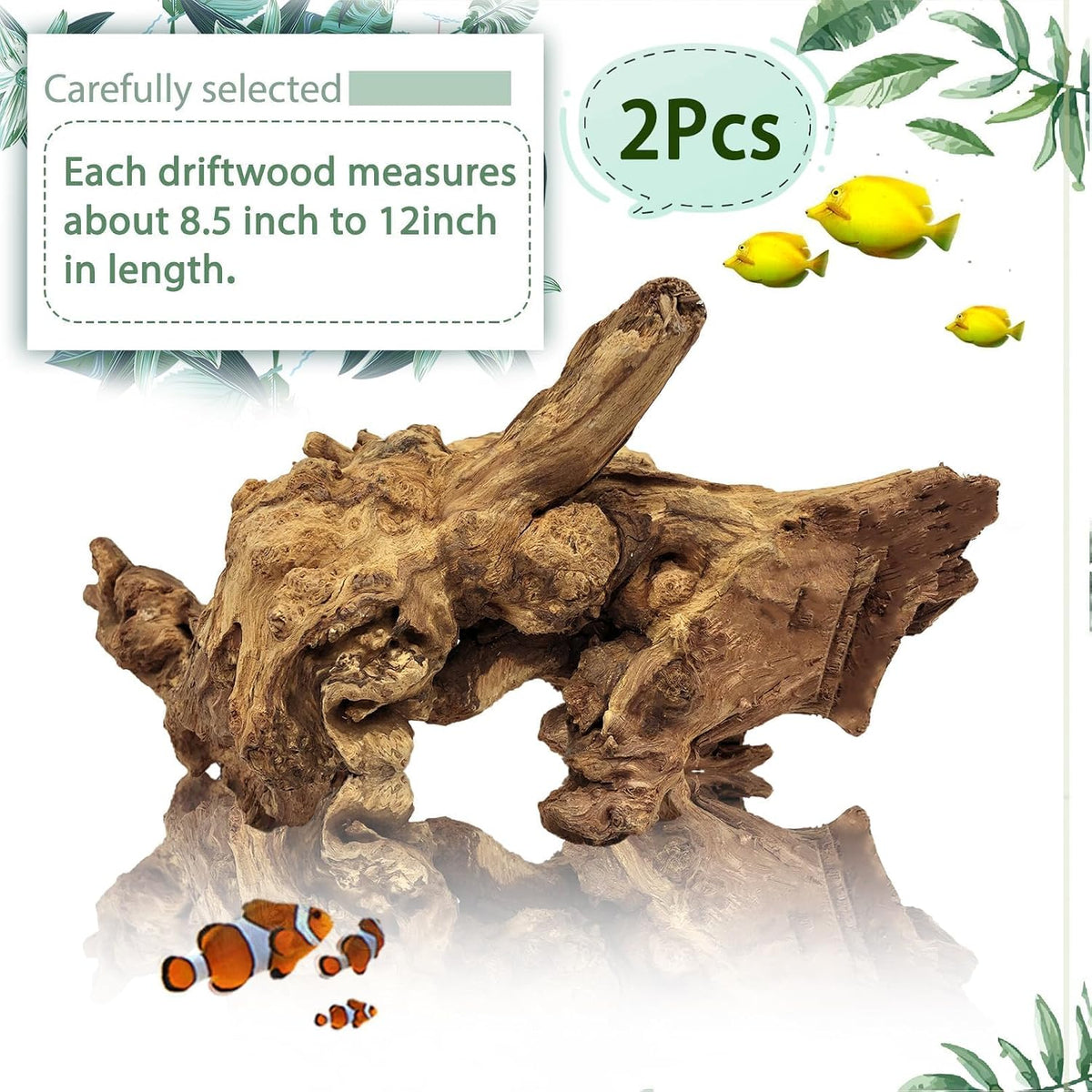 Tfwadmx Natural Driftwood for Aquarium Decor 5-8" Fish Reptile Tank - L: 2 Pack(8 - 12 inches) - image 2