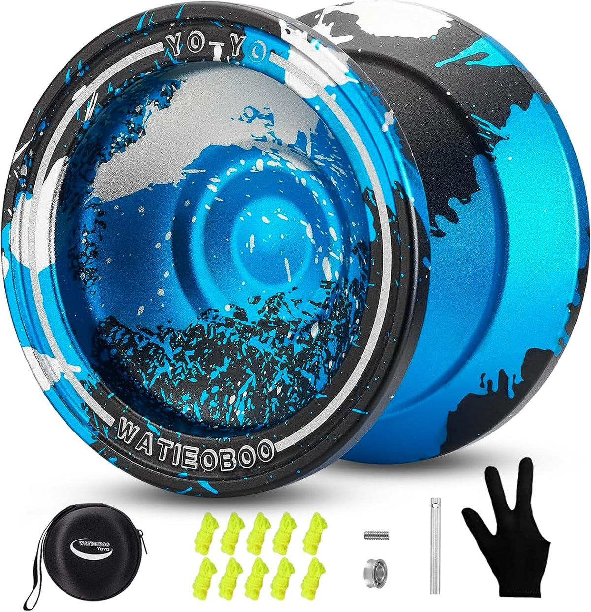 W07 yoyo Professional Metal Trick Yoyo Responsive & Unresponsive – Fun for Kids & Family - 7-Blue Silver Black