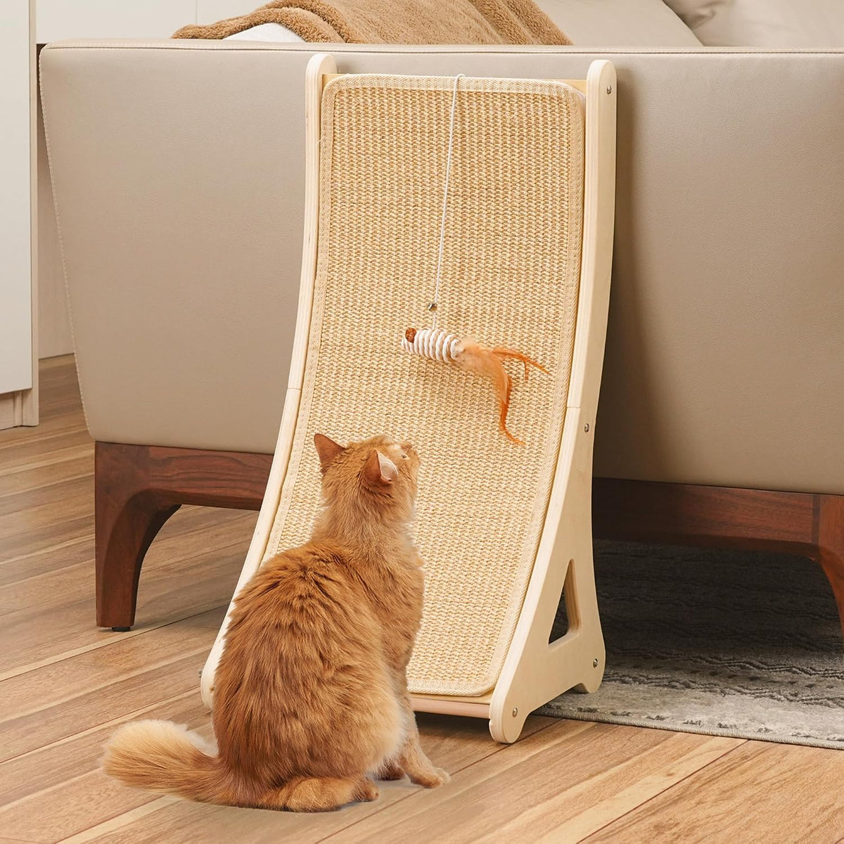 PETKARAY Couch Corner Cat Scratcher - Beige / Curved