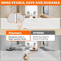 Pawtners Retractable Baby Gates Extra Wide, 41" Tall Extends up to 200" Wide, Dog Gate Indoor for Stairs, Pet Gate with Support Rods for Doorways Hallways Garage Indoor & Outdoor-White