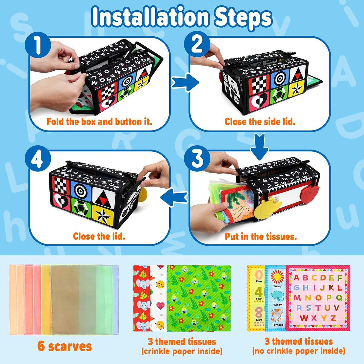 Dr.Rapeti 3in1 Tissue Box Toy, Tummy Time Mirror Toy - image 3