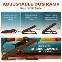 Adjustable Dog Ramp for Bed, Wooden Dog Ramp for Couch - Brown / 39" Long x 13.4" Walking Space - image 3
