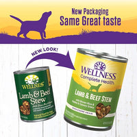 Wellness Complete Health Thick & Chunky Natural Canned Wet Dog Food, Lamb & Beef Stew, 12.5-Ounce Can (Pack of 12)