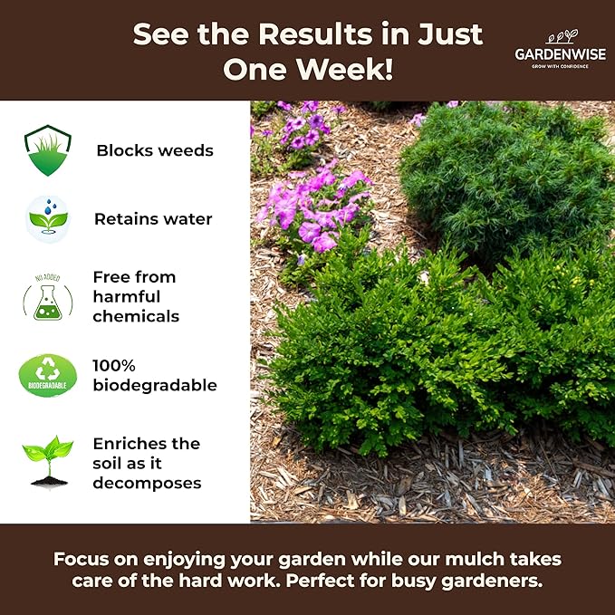 Premium Organic Wood Mulch for Gardens, Landscaping, Potted Plants, and Vegetable Gardens (2 CF - 56 L - 59 QTS)