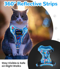 Cat Harness and Leash Set, Escape Proof Kitten Harness, Black - H604 Pro Ocean Blue / Medium (13-18lb) - image 4