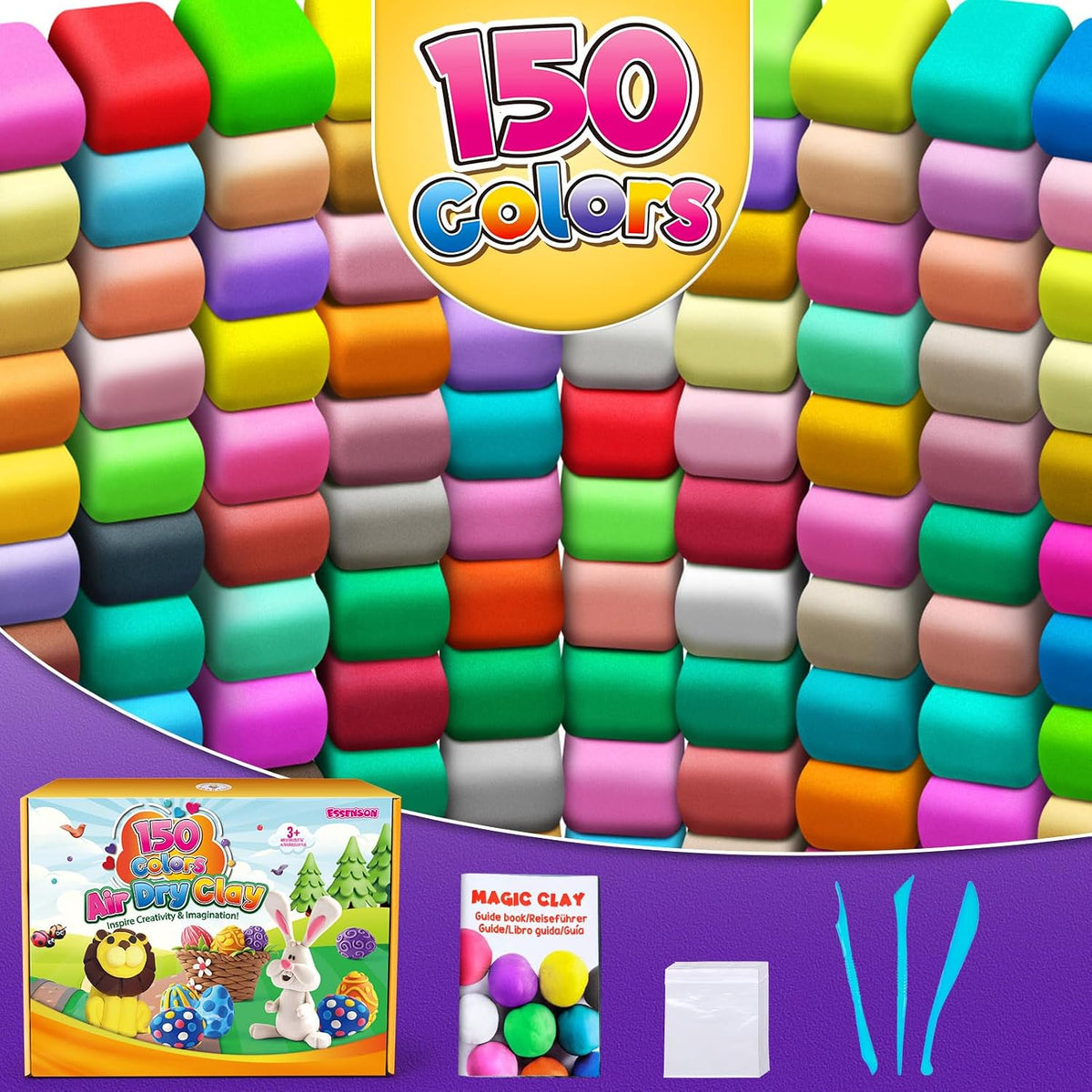 ESSENSON Air Dry Clay 150 Colors, Modeling Clay for Kids – Fun for Kids & Family - 150 Colors - image 2