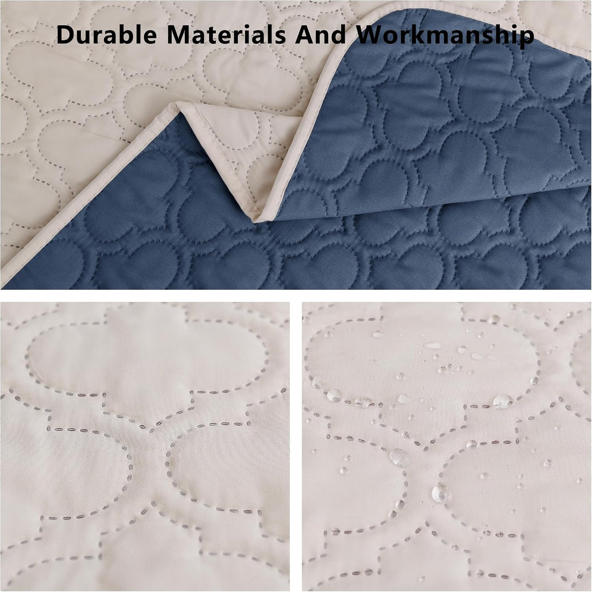 Waterproof Couch Cover, Washable Dog & Pet Furniture Protector - Blue+cream / 82x102 Inches - image 2