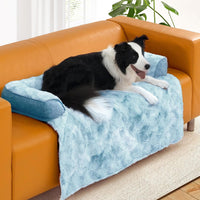 Calming Dog Bed for Couch with Cozy Raised Edge - Tie-Dye Blue / 45"L x 37"W x 5"Th - image 3