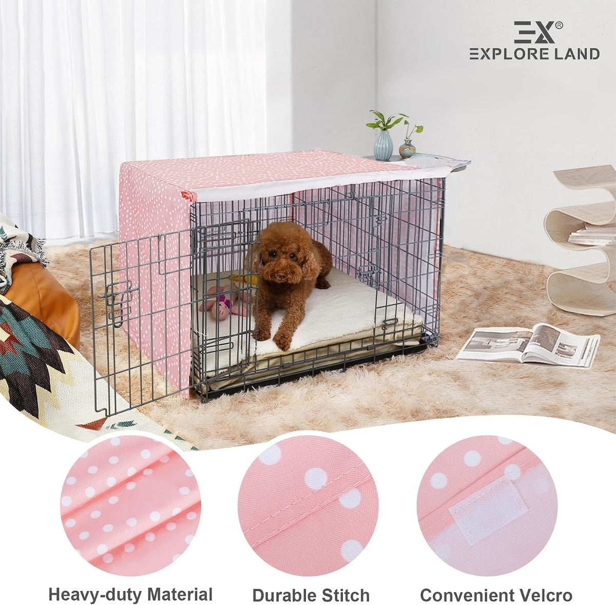 Explore Land Dog Crate Cover - Princess Pink / 42.0"L x 28.0"W x 30.0"H - image 4