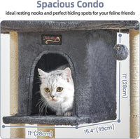 Cat Tree Tower Scratching Post for Indoor Large Adult Cats with Perch - Dark Grey / 28 Inches - image 4